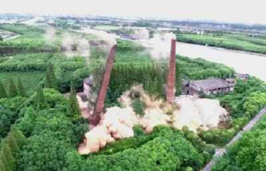 石家莊煙囪拆除-合肥廢棄煙囪爆破拆除