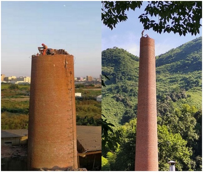杭州煙囪拆除-怎么拆除傾式煙囪